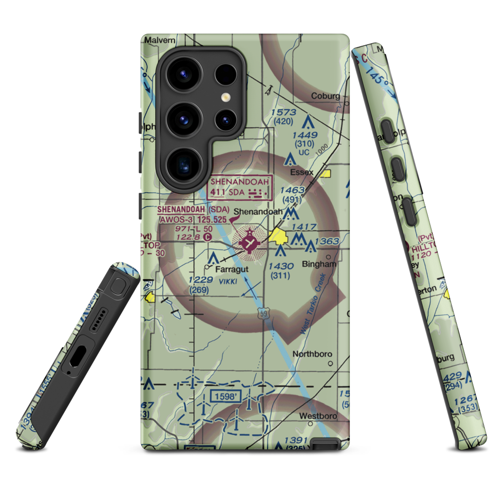 Shenandoah Municipal Airport (SDA) VFR Sectional Samsung Phone Case Samsung Galaxy S24 Ultra model shown