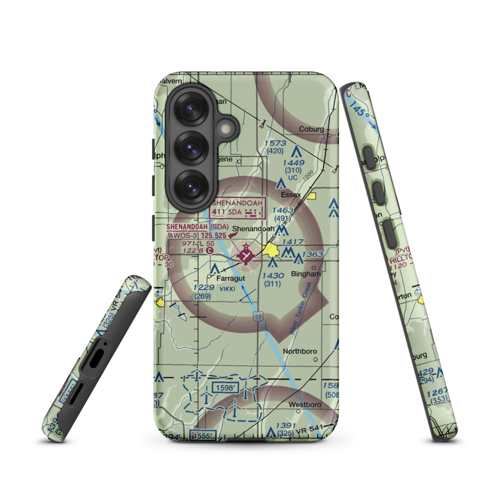 Shenandoah Municipal Airport (SDA) VFR Sectional Samsung Phone Case Samsung Galaxy S25 model shown