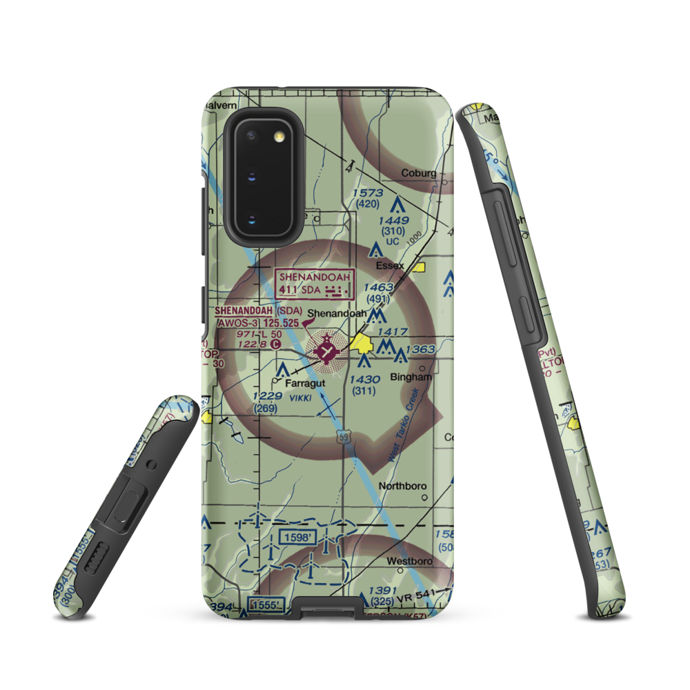 Shenandoah Municipal Airport (SDA) VFR Sectional Samsung Phone Case Samsung Galaxy S20 model shown