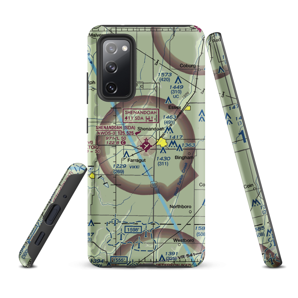 Shenandoah Municipal Airport (SDA) VFR Sectional Samsung Phone Case Samsung Galaxy S20 FE model shown