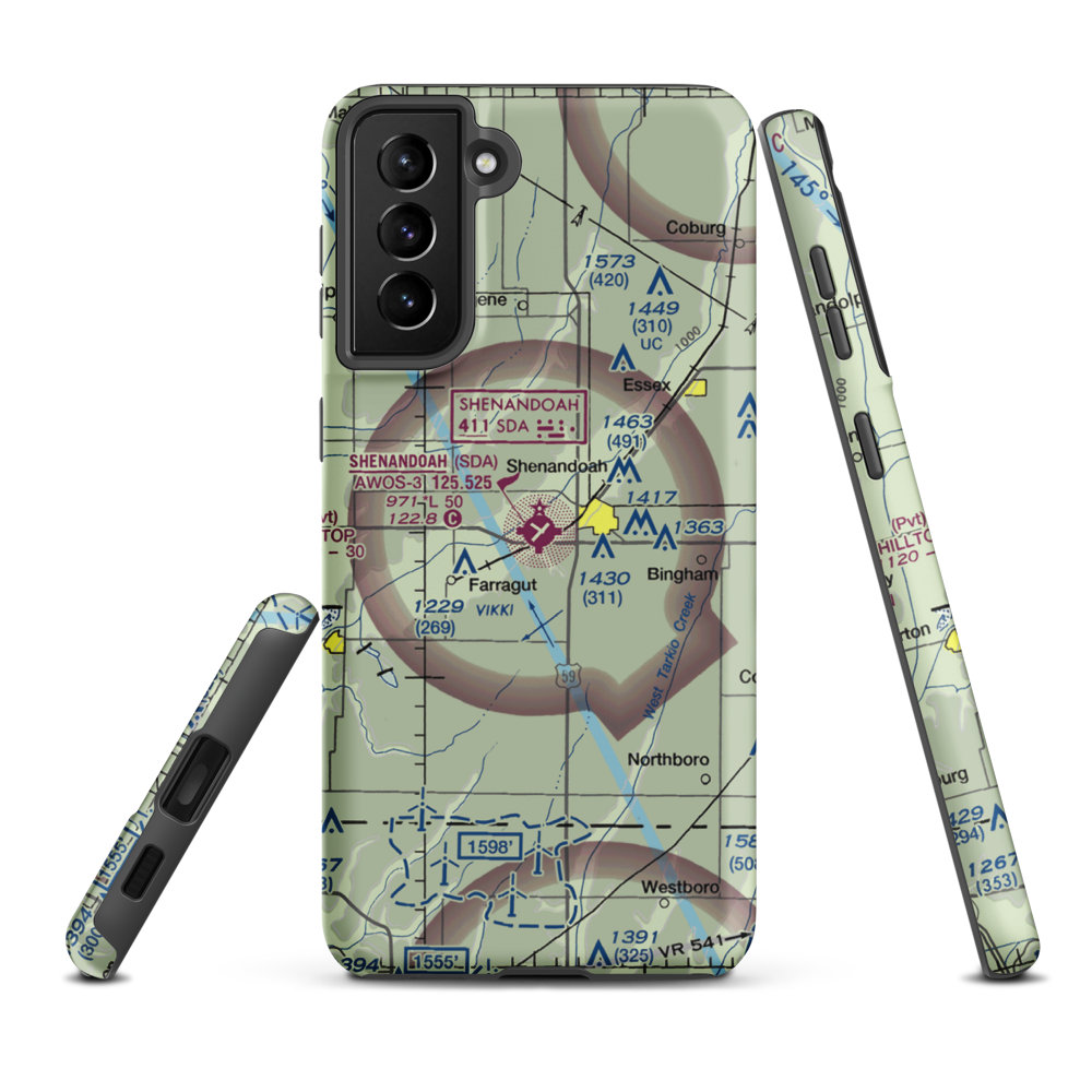 Shenandoah Municipal Airport (SDA) VFR Sectional Samsung Phone Case Samsung Galaxy S21 FE model shown
