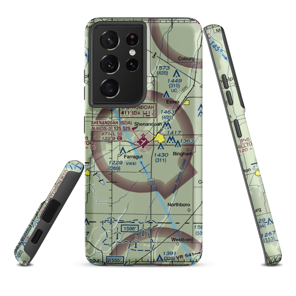 Shenandoah Municipal Airport (SDA) VFR Sectional Samsung Phone Case Samsung Galaxy S21 Ultra model shown