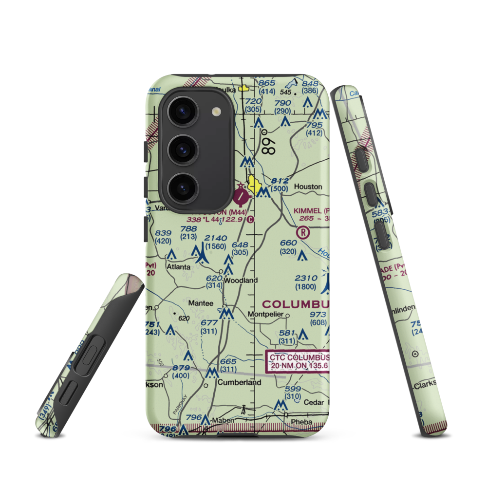 Shenandoah Valley Farms Airport (0MS9) VFR Sectional Samsung Phone Case Samsung Galaxy S23 model shown
