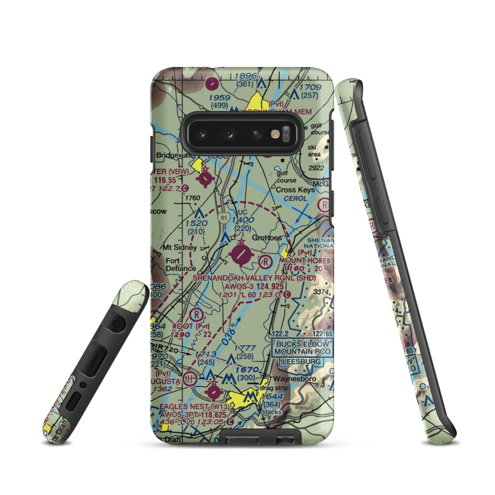 Shenandoah Valley Regional Airport (SHD) VFR Sectional Samsung Phone Case Samsung Galaxy S10 model shown
