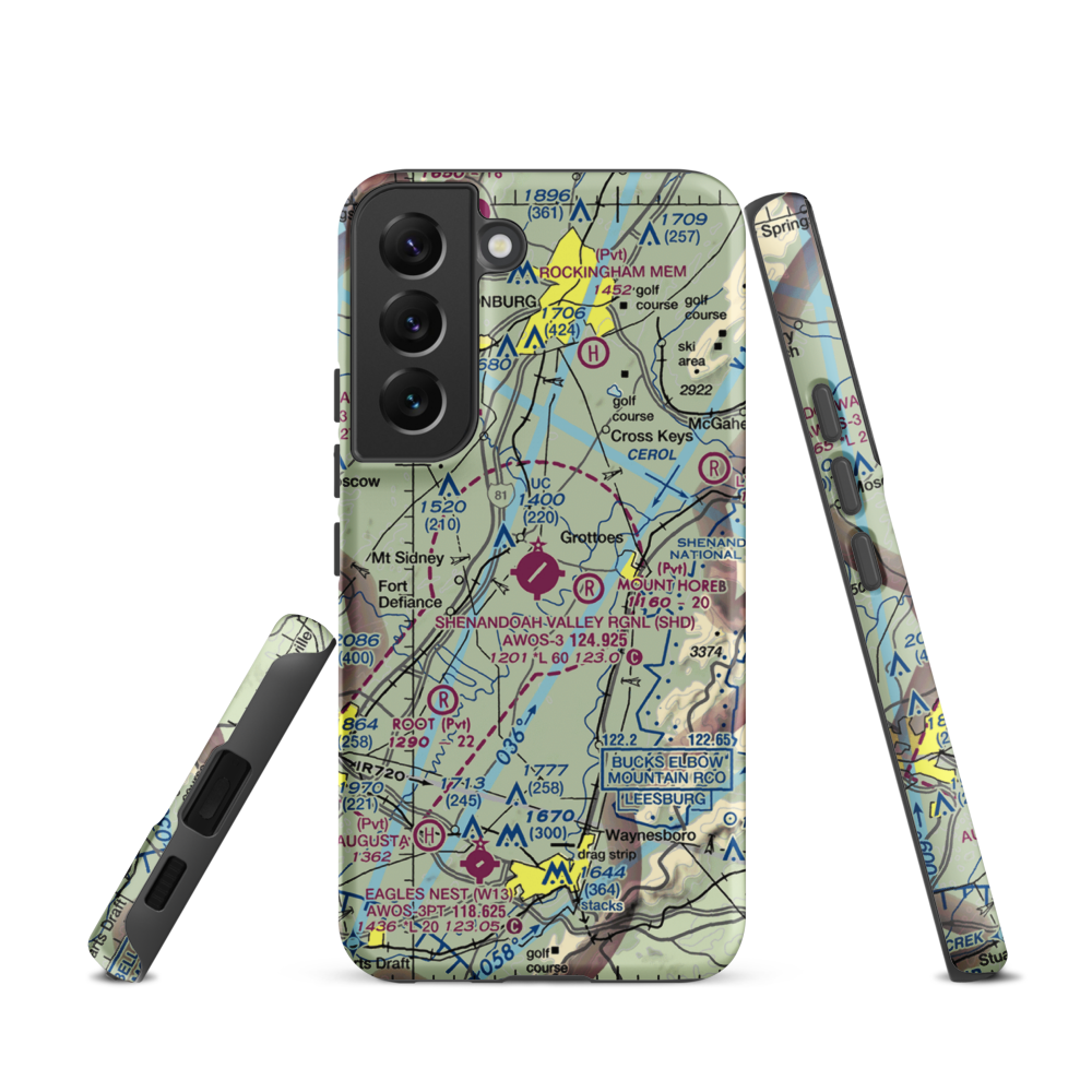 Shenandoah Valley Regional Airport (SHD) VFR Sectional Samsung Phone Case Samsung Galaxy S22 model shown