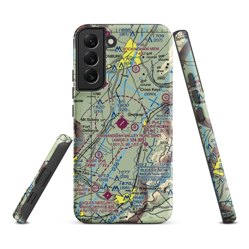 Shenandoah Valley Regional Airport (SHD) VFR Sectional Samsung Phone Case Samsung Galaxy S22 Plus model shown