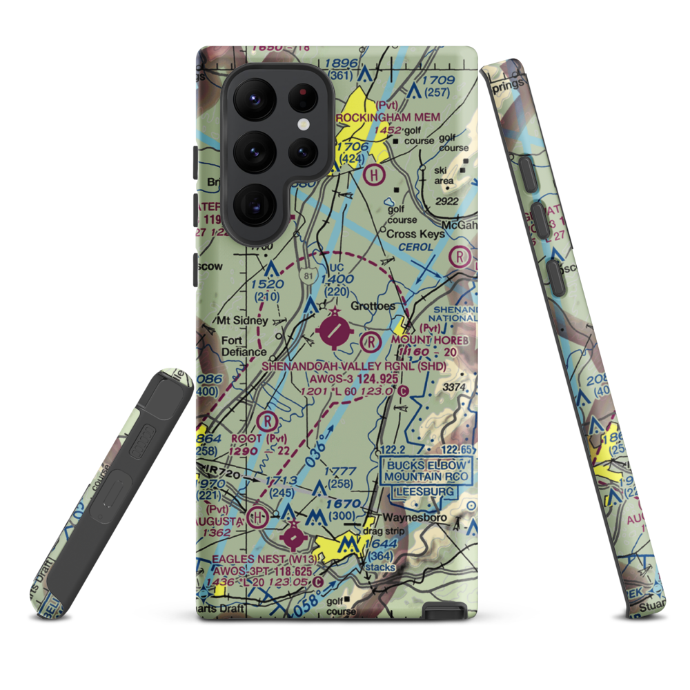 Shenandoah Valley Regional Airport (SHD) VFR Sectional Samsung Phone Case Samsung Galaxy S22 Ultra model shown