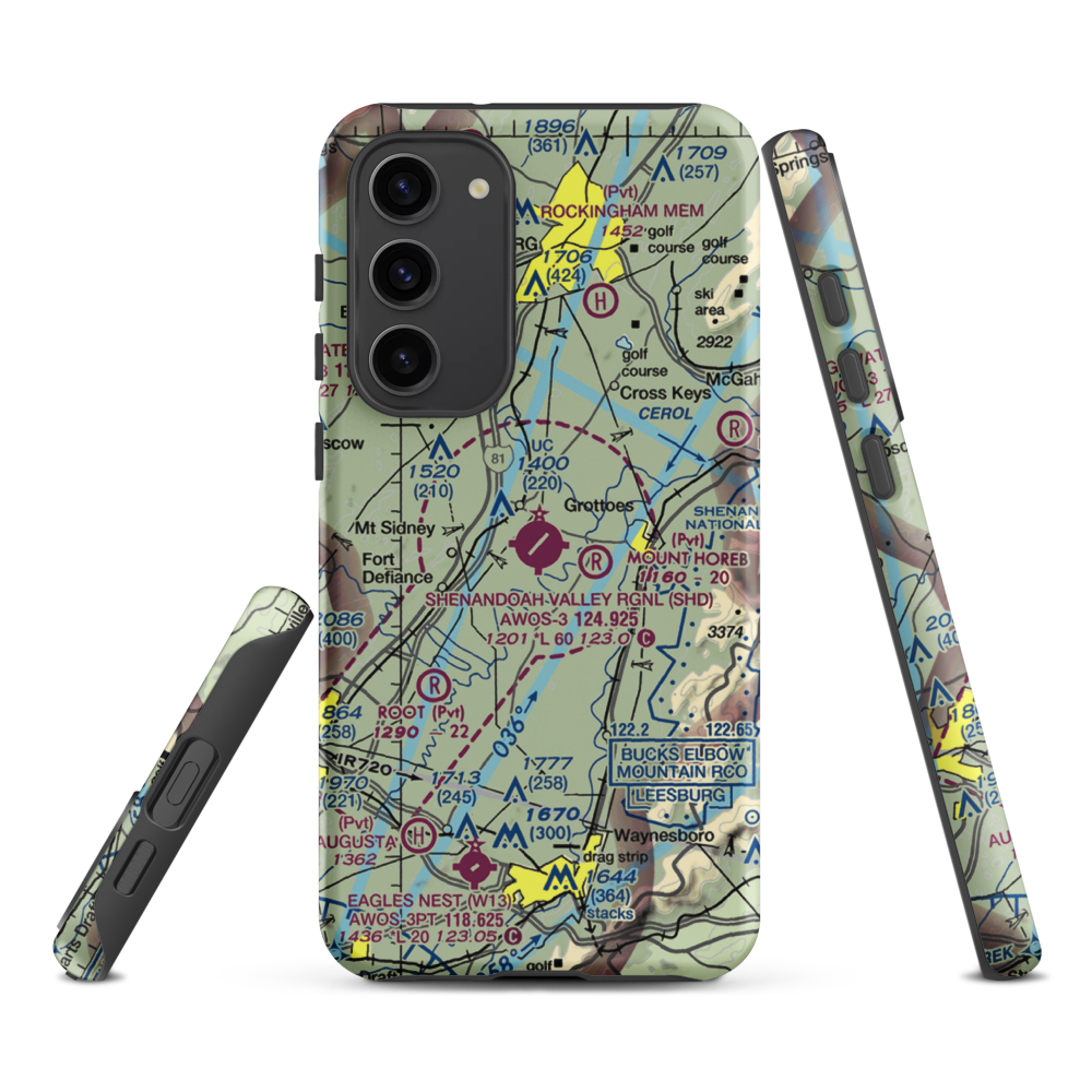 Shenandoah Valley Regional Airport (SHD) VFR Sectional Samsung Phone Case Samsung Galaxy S23 Plus model shown