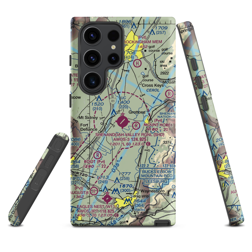 Shenandoah Valley Regional Airport (SHD) VFR Sectional Samsung Phone Case Samsung Galaxy S23 Ultra model shown