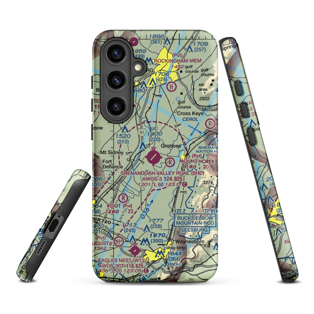 Shenandoah Valley Regional Airport (SHD) VFR Sectional Samsung Phone Case Samsung Galaxy S24 Plus model shown