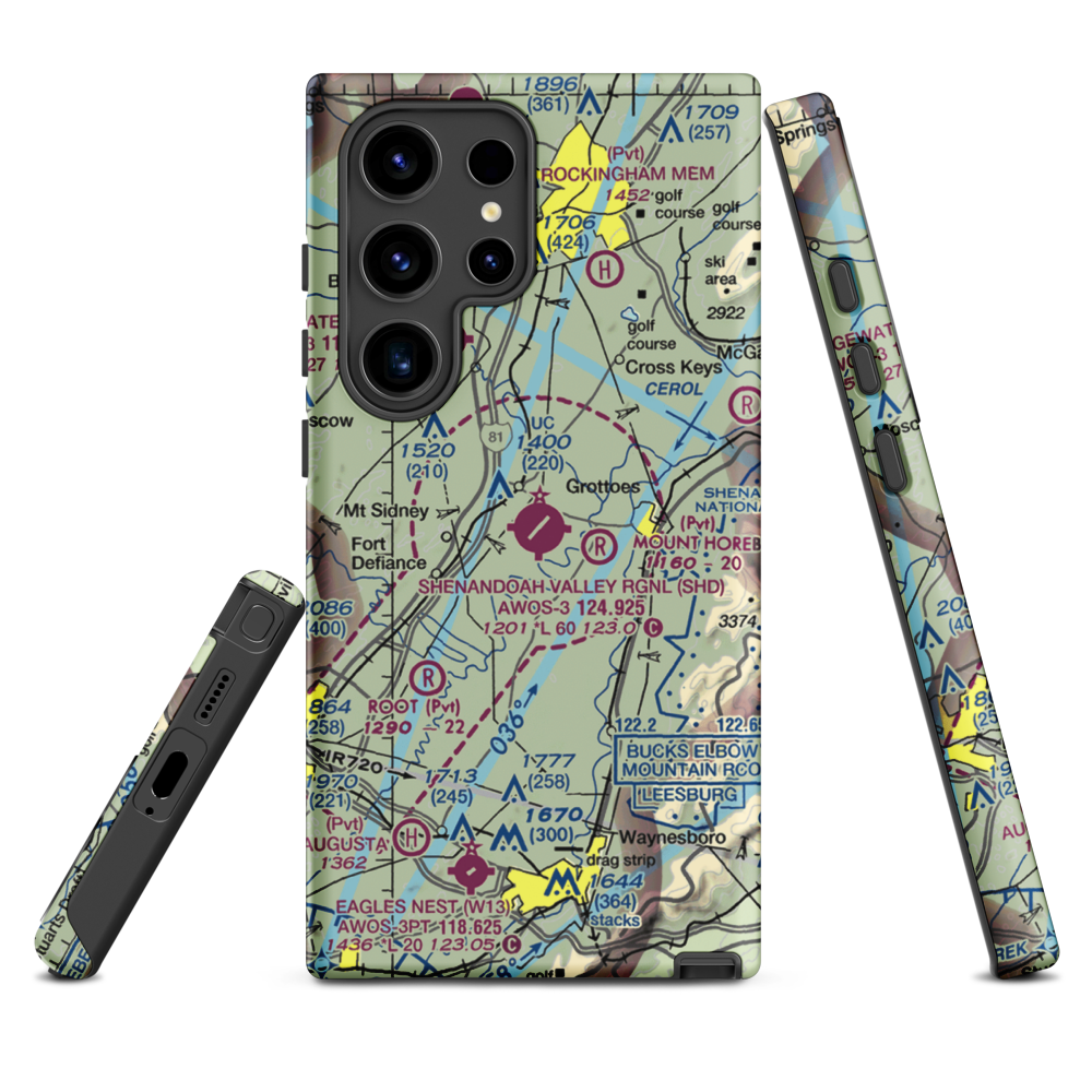 Shenandoah Valley Regional Airport (SHD) VFR Sectional Samsung Phone Case Samsung Galaxy S24 Ultra model shown