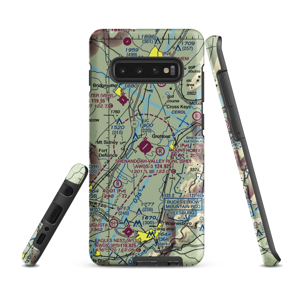 Shenandoah Valley Regional Airport (SHD) VFR Sectional Samsung Phone Case Samsung Galaxy S10 Plus model shown