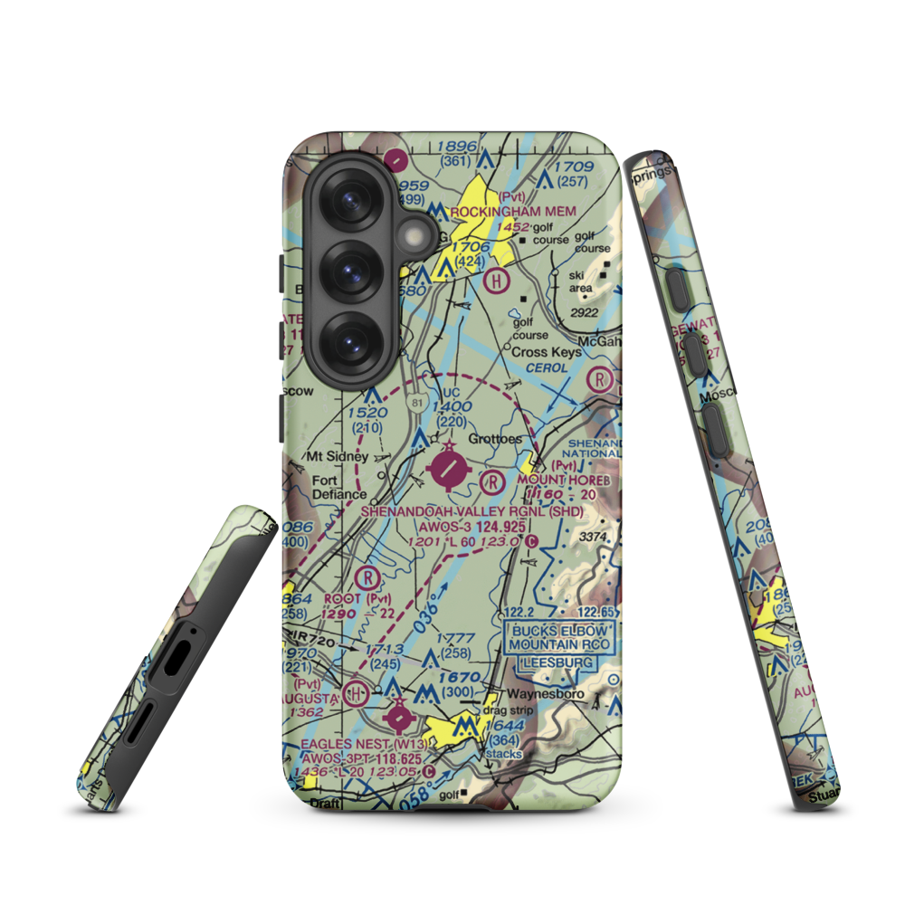 Shenandoah Valley Regional Airport (SHD) VFR Sectional Samsung Phone Case Samsung Galaxy S25 model shown