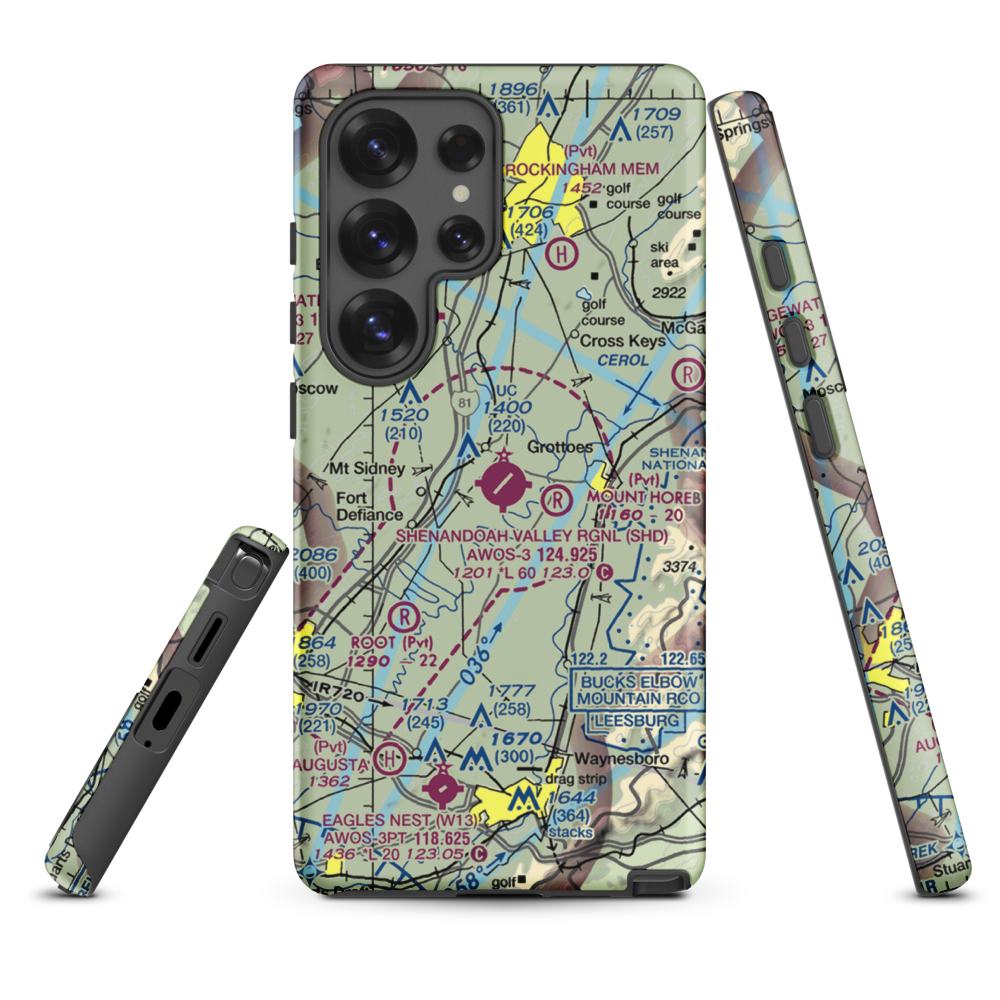 Shenandoah Valley Regional Airport (SHD) VFR Sectional Samsung Phone Case Samsung Galaxy S25 Ultra model shown