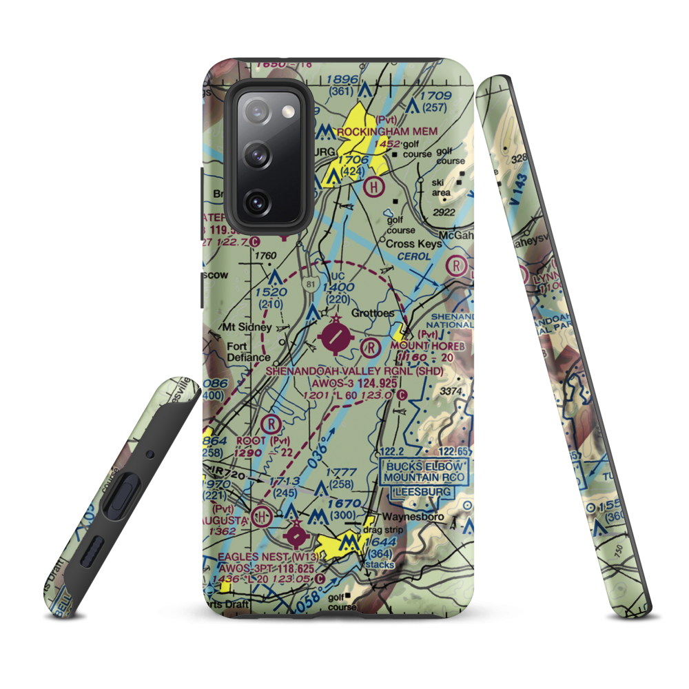 Shenandoah Valley Regional Airport (SHD) VFR Sectional Samsung Phone Case Samsung Galaxy S20 FE model shown