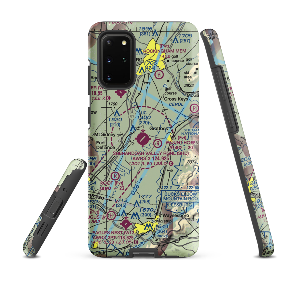 Shenandoah Valley Regional Airport (SHD) VFR Sectional Samsung Phone Case Samsung Galaxy S20 Plus model shown