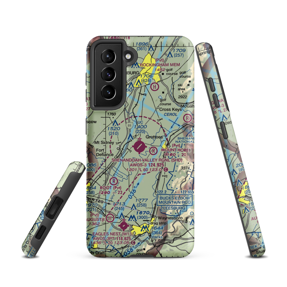 Shenandoah Valley Regional Airport (SHD) VFR Sectional Samsung Phone Case Samsung Galaxy S21 model shown