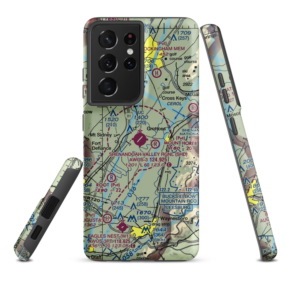 Shenandoah Valley Regional Airport (SHD) VFR Sectional Samsung Phone Case Samsung Galaxy S21 Ultra model shown