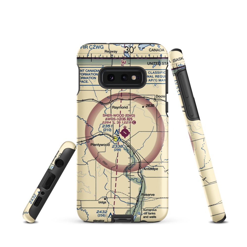 Sher-Wood Airport (PWD) VFR Sectional Samsung Phone Case Samsung Galaxy S10 Plus model shown