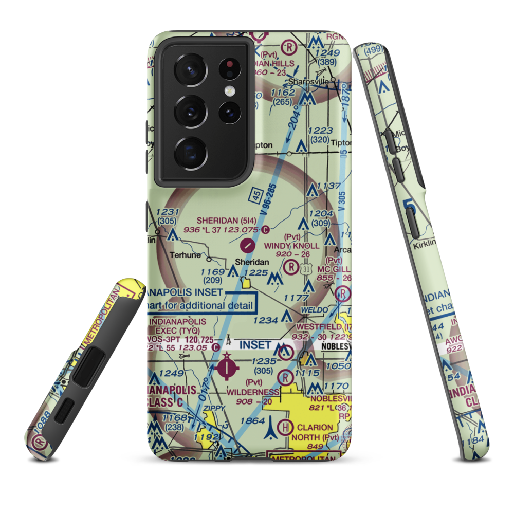 Sheridan Airport (5I4) VFR Sectional Samsung Phone Case Samsung Galaxy S21 Plus model shown