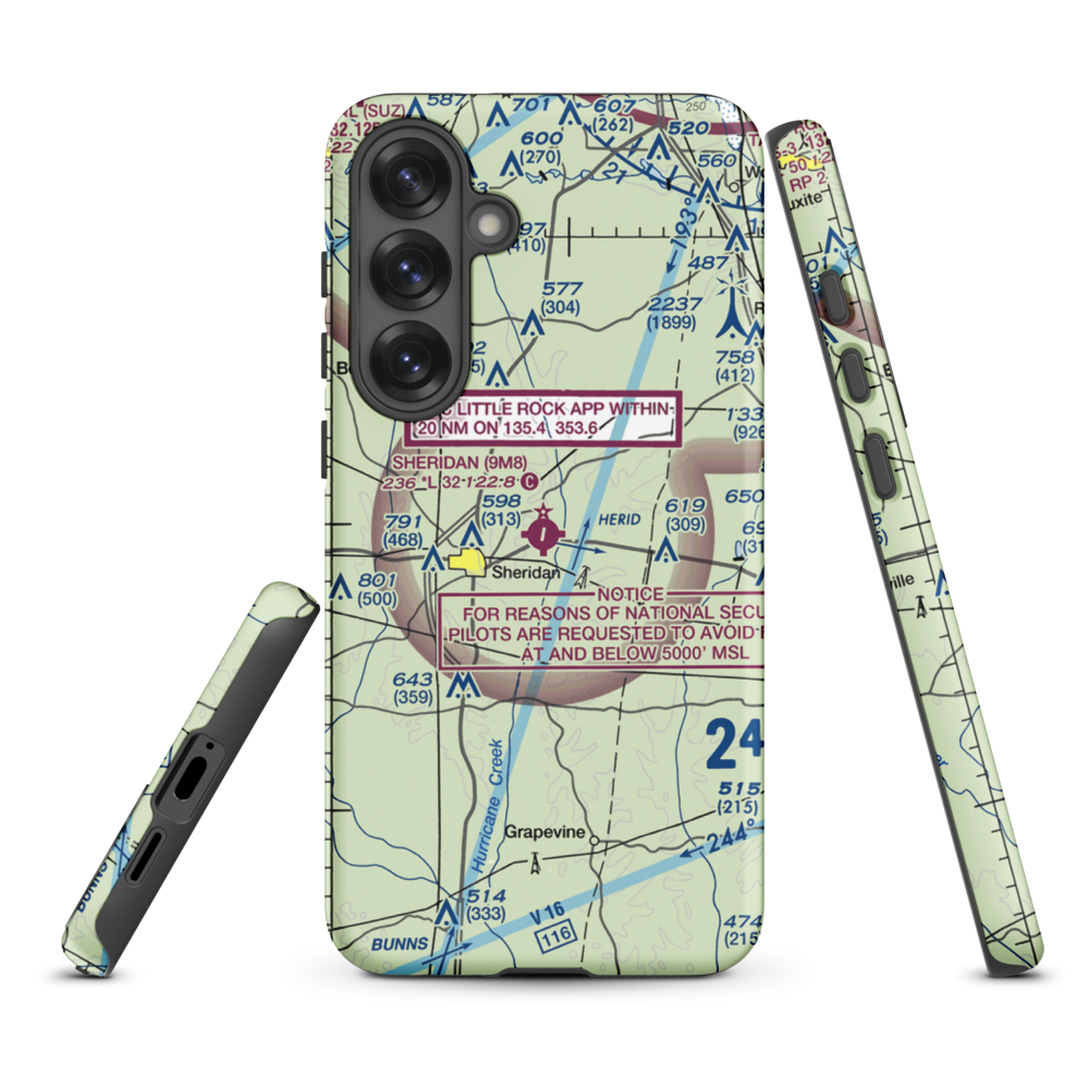 Sheridan Municipal Airport (9M8) VFR Sectional Samsung Phone Case Samsung Galaxy S25 Plus model shown