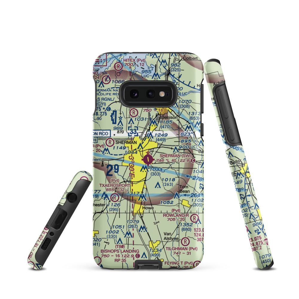 Sherman Municipal Airport (SWI) VFR Sectional Samsung Phone Case Samsung Galaxy S10 Plus model shown