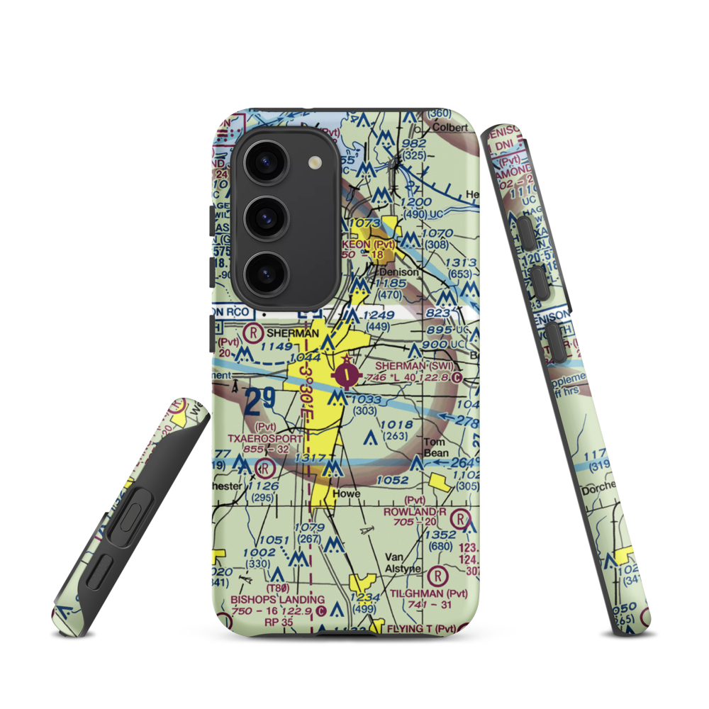 Sherman Municipal Airport (SWI) VFR Sectional Samsung Phone Case Samsung Galaxy S23 model shown