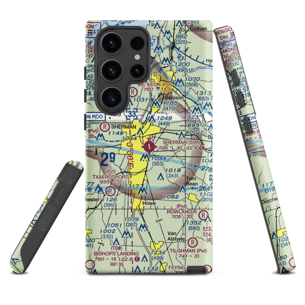 Sherman Municipal Airport (SWI) VFR Sectional Samsung Phone Case Samsung Galaxy S23 Ultra model shown