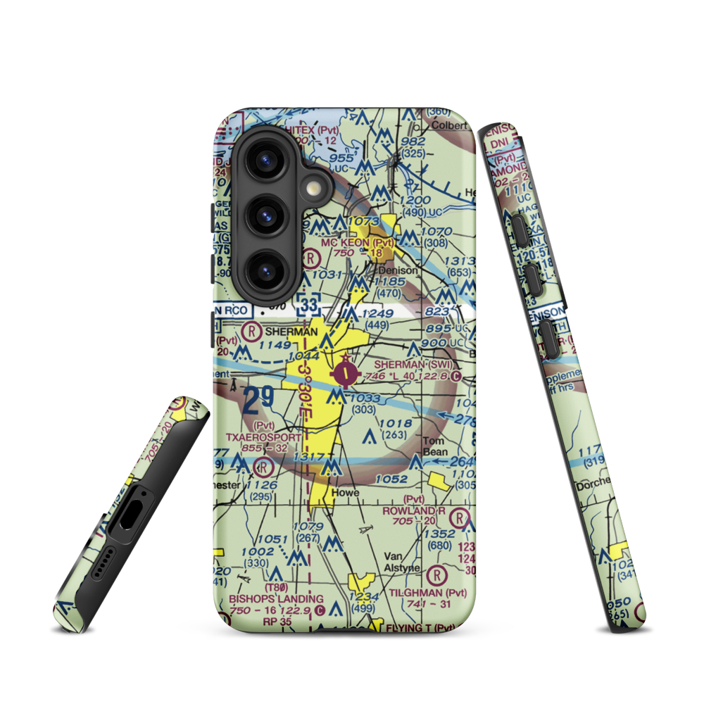 Sherman Municipal Airport (SWI) VFR Sectional Samsung Phone Case Samsung Galaxy S24 model shown