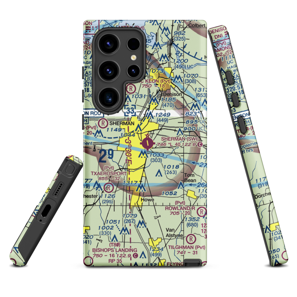 Sherman Municipal Airport (SWI) VFR Sectional Samsung Phone Case Samsung Galaxy S24 Ultra model shown