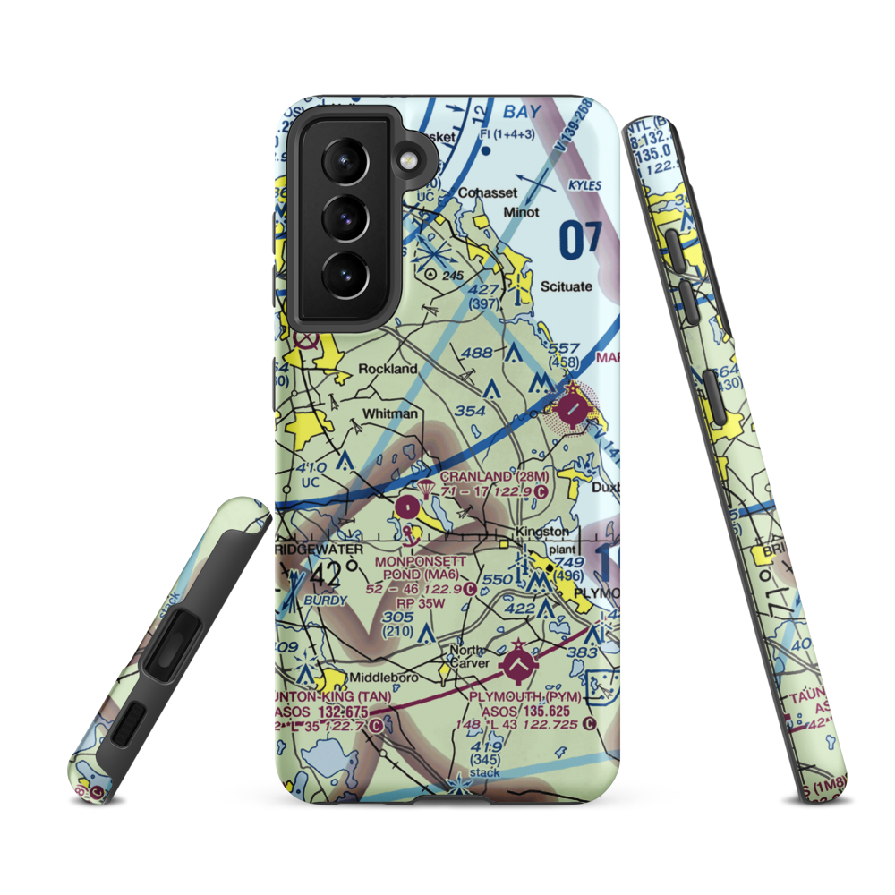 Sherman-Private Airport (MA63) VFR Sectional Samsung Phone Case Samsung Galaxy S21 FE model shown