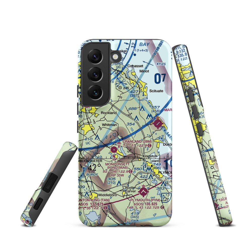 Sherman-Private Airport (MA63) VFR Sectional Samsung Phone Case Samsung Galaxy S22 model shown