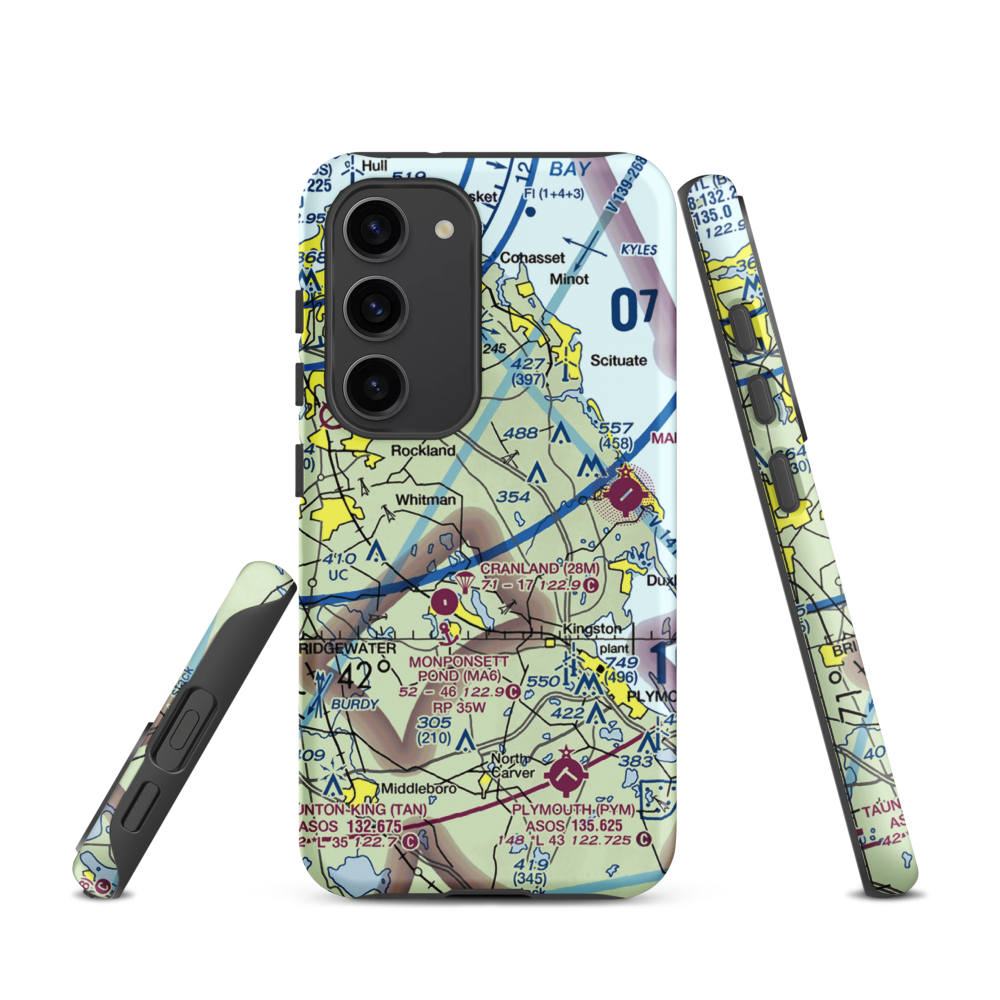 Sherman-Private Airport (MA63) VFR Sectional Samsung Phone Case Samsung Galaxy S23 model shown
