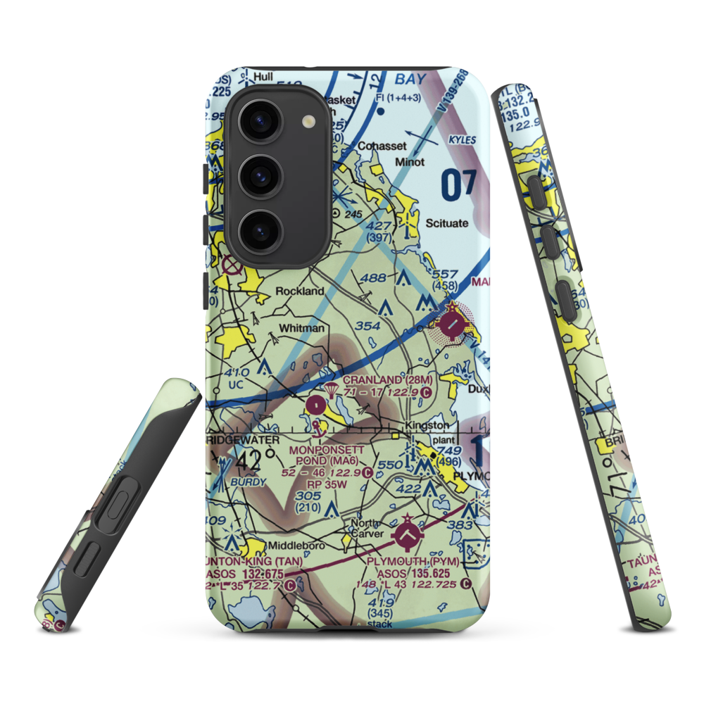 Sherman-Private Airport (MA63) VFR Sectional Samsung Phone Case Samsung Galaxy S23 Plus model shown