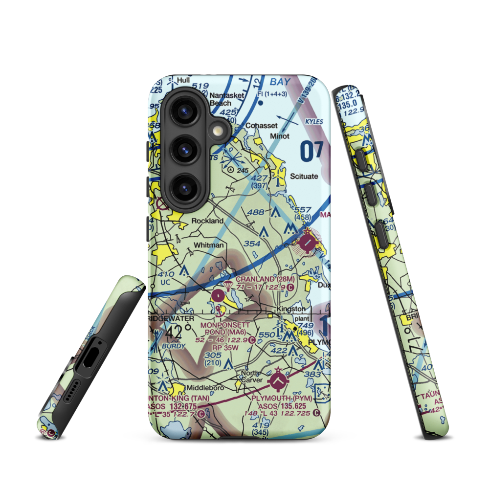 Sherman-Private Airport (MA63) VFR Sectional Samsung Phone Case Samsung Galaxy S24 model shown