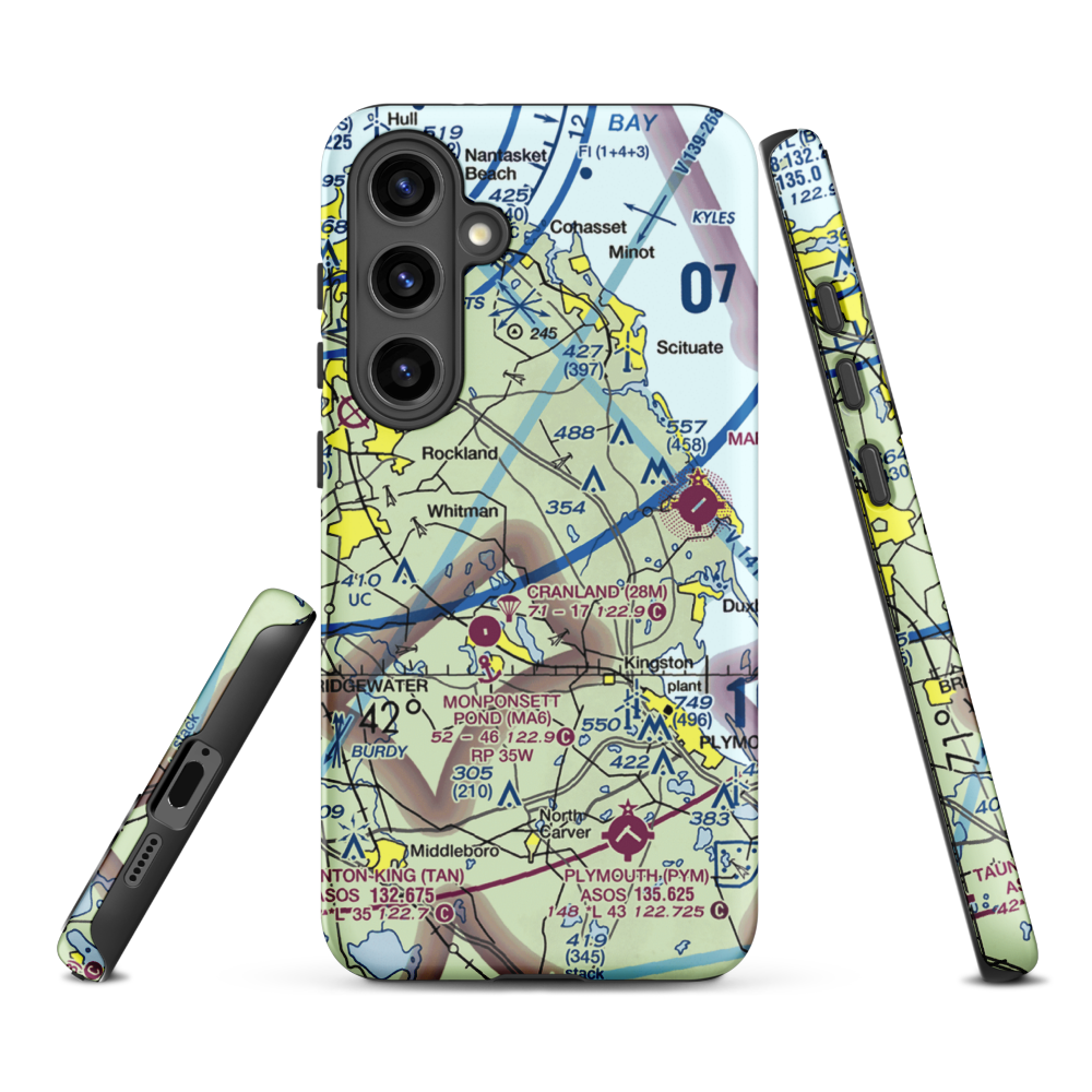 Sherman-Private Airport (MA63) VFR Sectional Samsung Phone Case Samsung Galaxy S24 Plus model shown