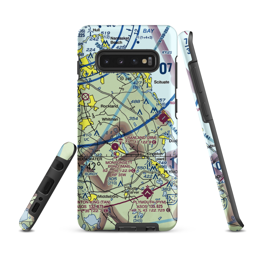 Sherman-Private Airport (MA63) VFR Sectional Samsung Phone Case Samsung Galaxy S10 Plus model shown
