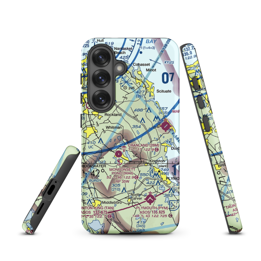 Sherman-Private Airport (MA63) VFR Sectional Samsung Phone Case Samsung Galaxy S25 model shown