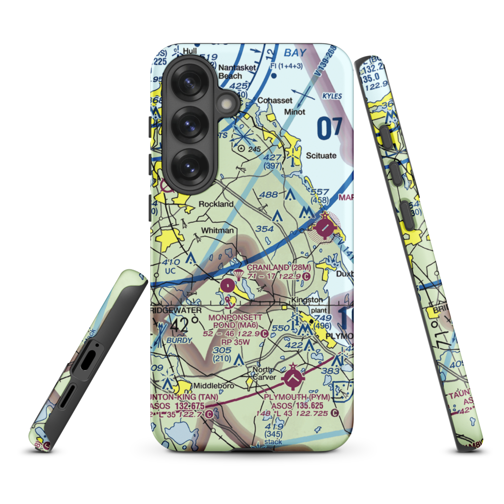 Sherman-Private Airport (MA63) VFR Sectional Samsung Phone Case Samsung Galaxy S25 Plus model shown