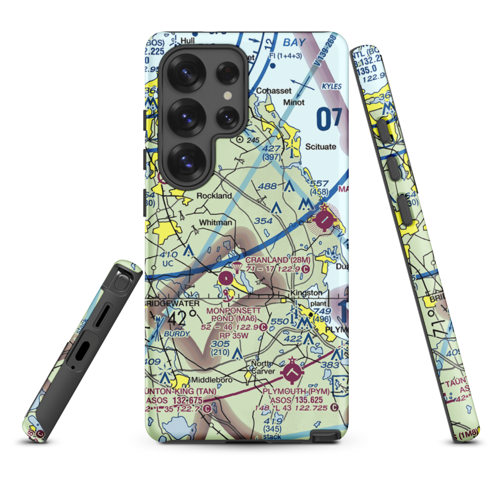 Sherman-Private Airport (MA63) VFR Sectional Samsung Phone Case Samsung Galaxy S25 Ultra model shown