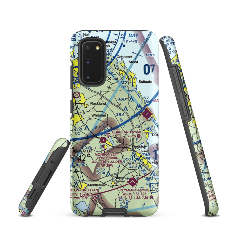 Sherman-Private Airport (MA63) VFR Sectional Samsung Phone Case Samsung Galaxy S20 model shown