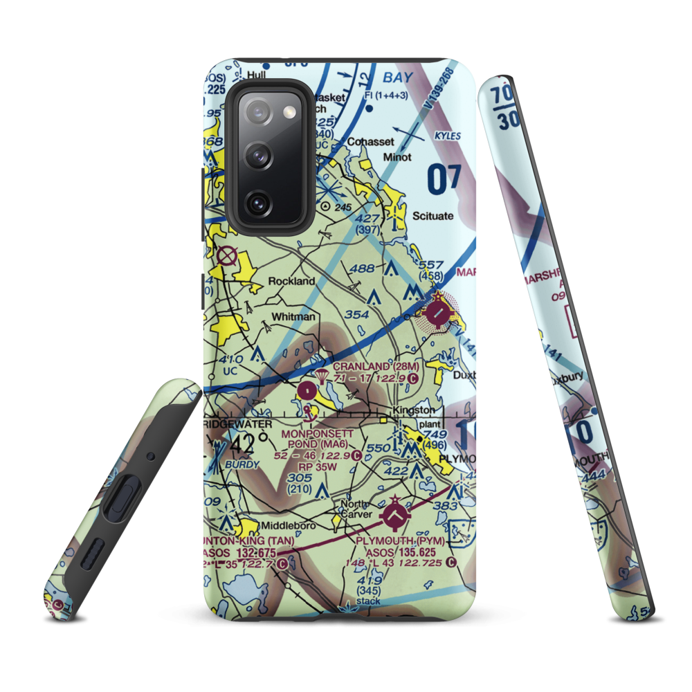 Sherman-Private Airport (MA63) VFR Sectional Samsung Phone Case Samsung Galaxy S20 FE model shown