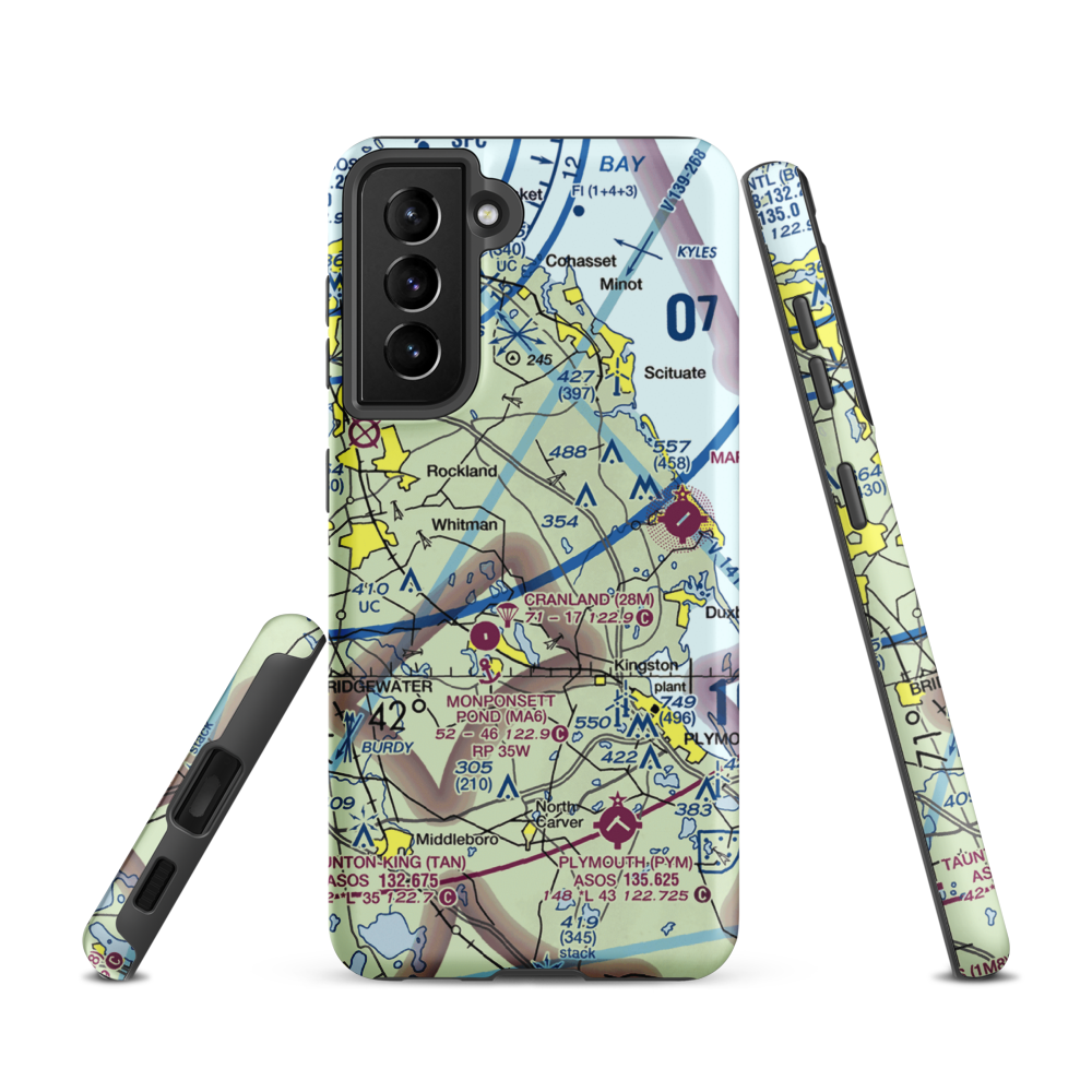 Sherman-Private Airport (MA63) VFR Sectional Samsung Phone Case Samsung Galaxy S21 model shown