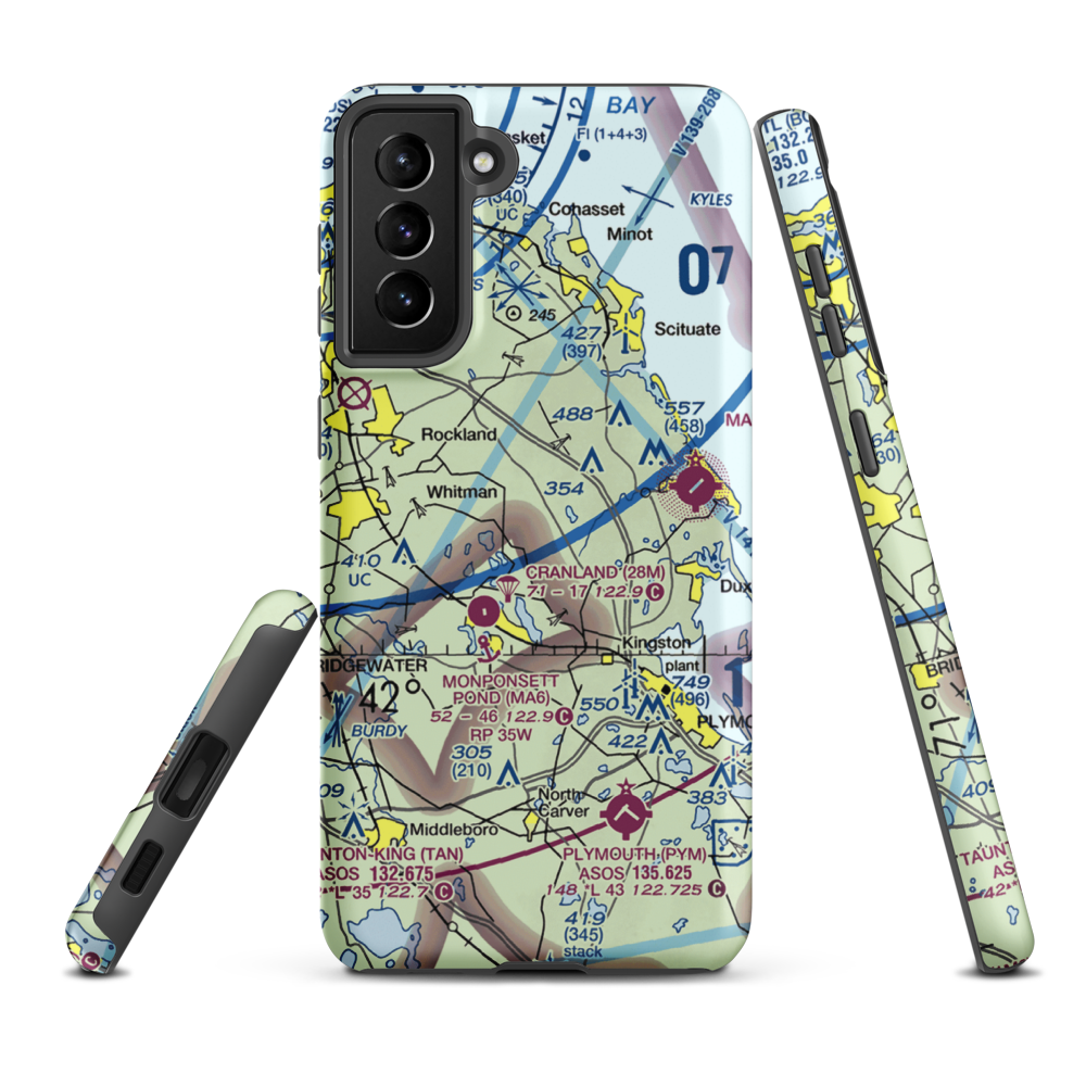 Sherman-Private Airport (MA63) VFR Sectional Samsung Phone Case Samsung Galaxy S21 Plus model shown