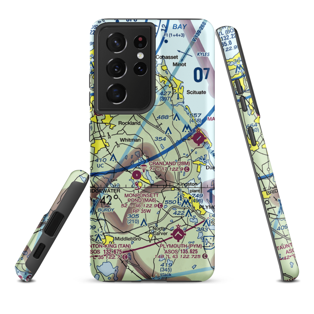 Sherman-Private Airport (MA63) VFR Sectional Samsung Phone Case Samsung Galaxy S21 Plus model shown