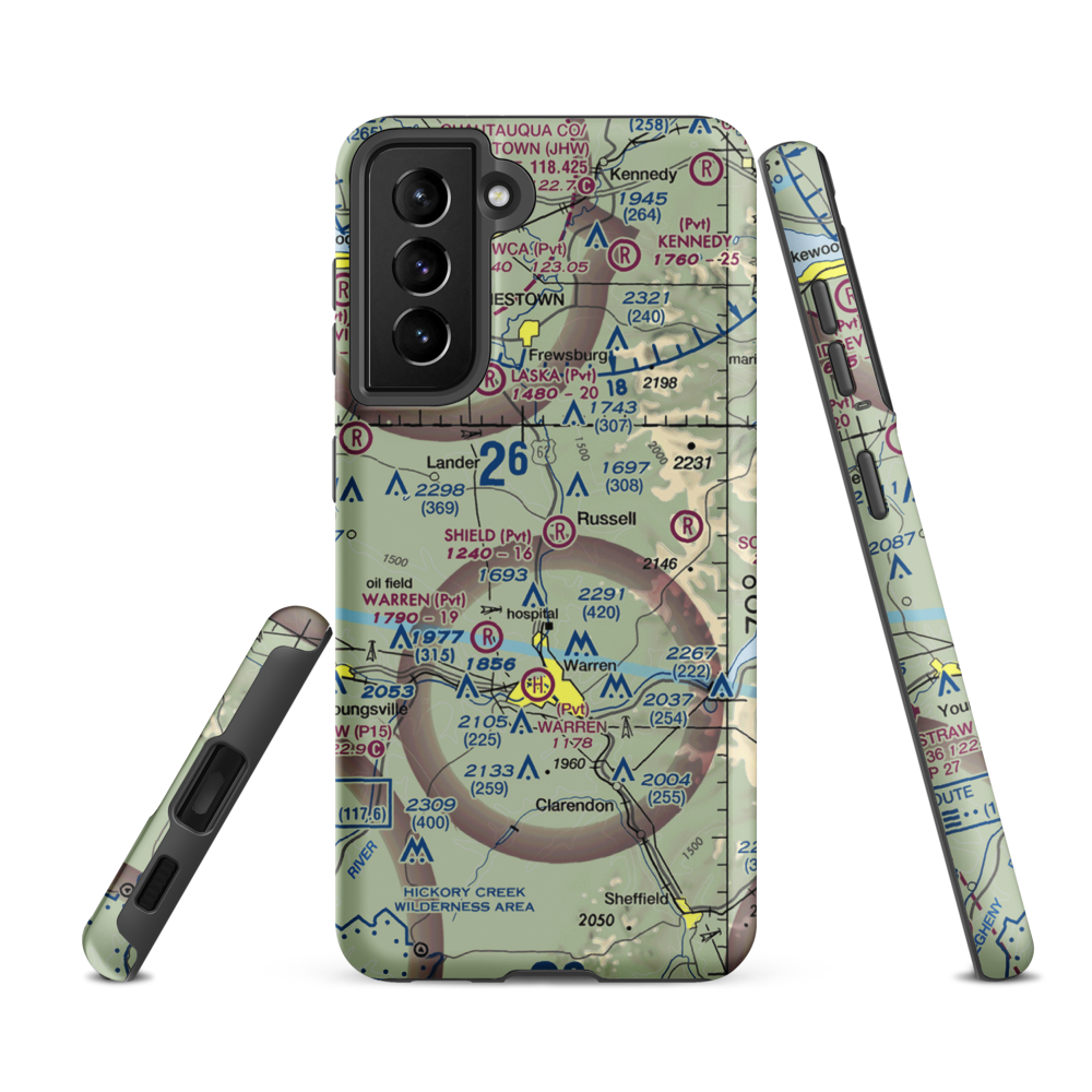 Shield Farm Airport (5PA6) VFR Sectional Samsung Phone Case Samsung Galaxy S21 FE model shown