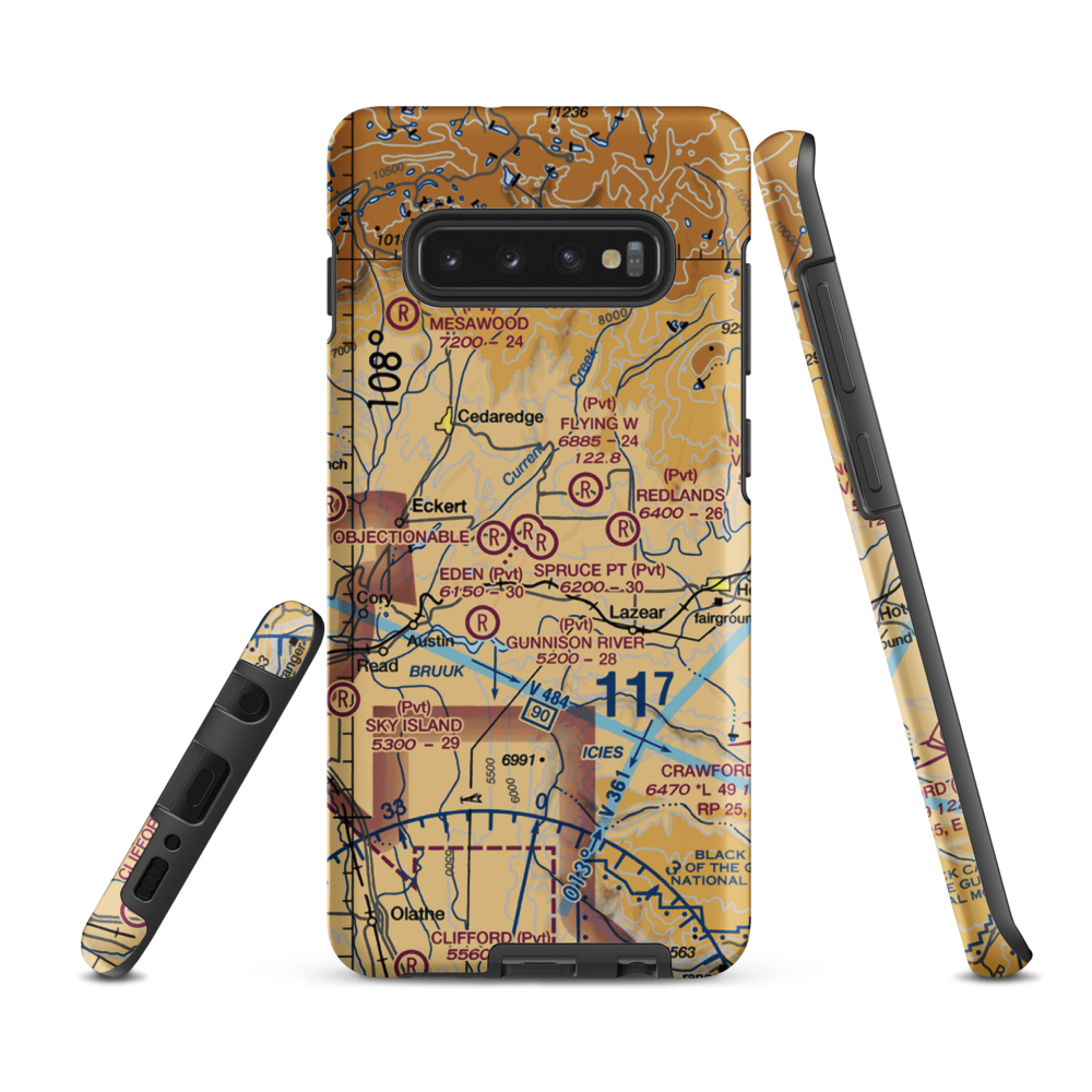 Shipman Ranch Airport (5CO1) VFR Sectional Samsung Phone Case Samsung Galaxy S10 Plus model shown