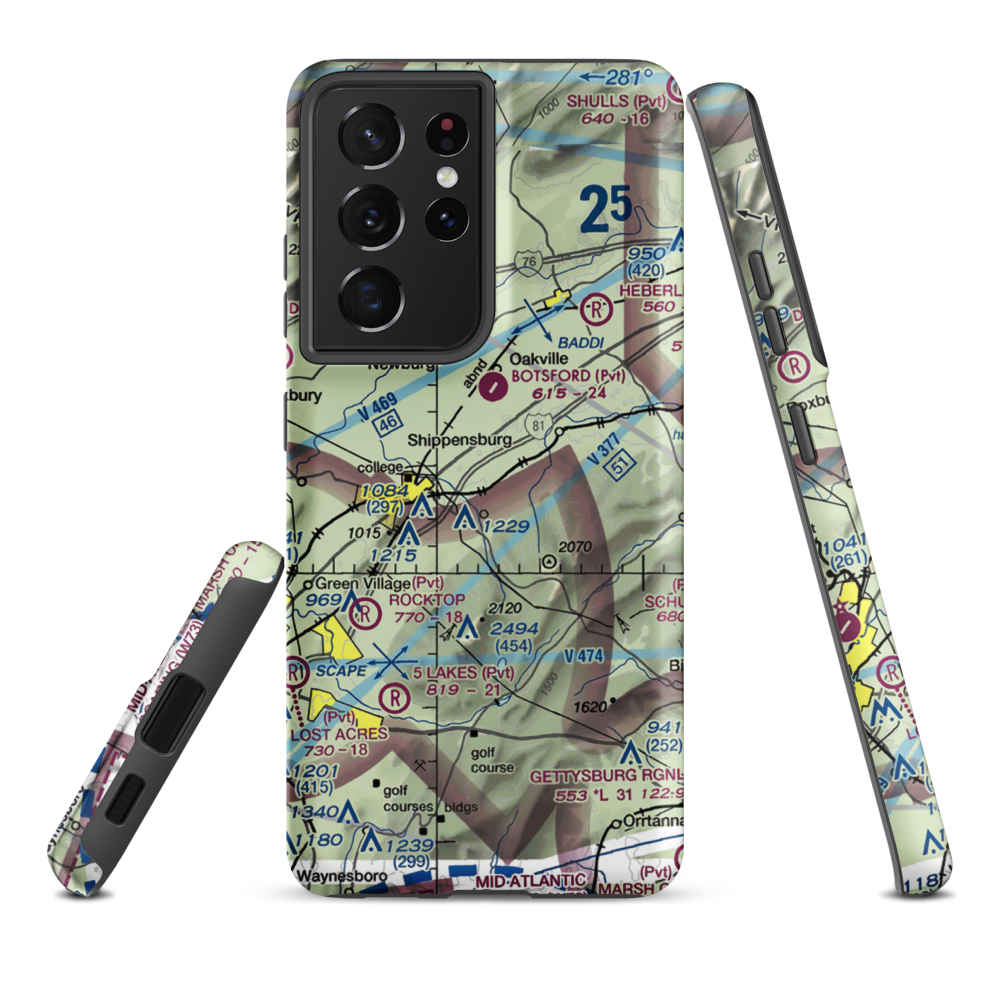 Shippensburg Airport (N42) VFR Sectional Samsung Phone Case Samsung Galaxy S21 Ultra model shown