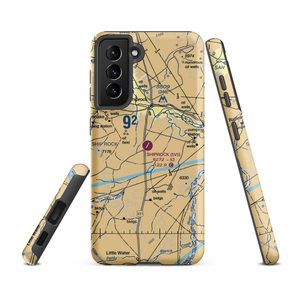 Shiprock Airstrip (5V5) VFR Sectional Samsung Phone Case Samsung Galaxy S21 FE model shown