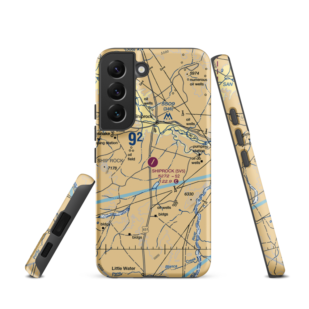 Shiprock Airstrip (5V5) VFR Sectional Samsung Phone Case Samsung Galaxy S22 model shown